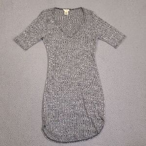 Wet Seal Sweater Dress Small Vintage Y2K Gray Knit Short Sleeve Cozy USA Made‎